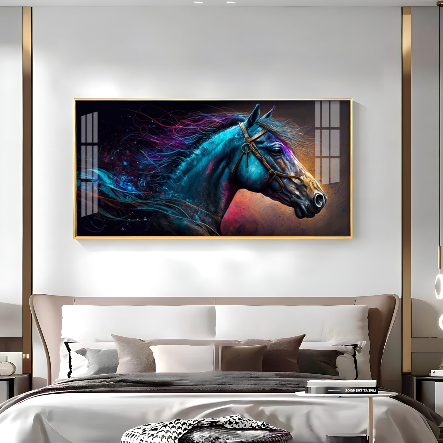 Neon Horse Premium Acrylic Horizontal Wall Art