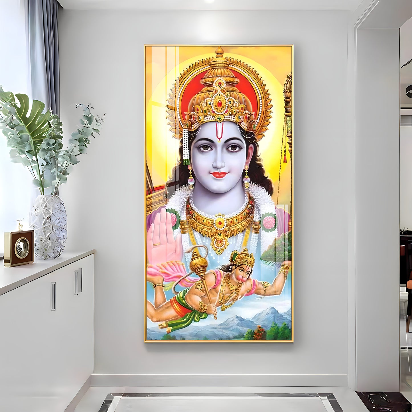 Jai Shree Ram Jai Veer Hanuman Premium Acrylic Vertical Wall Art