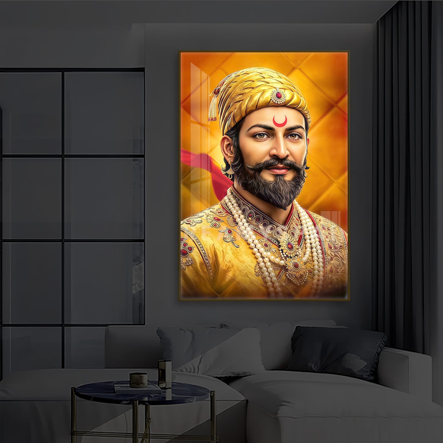 Chhatrapati Shivaji Modern Luxury Backlight Vertical Wall Art