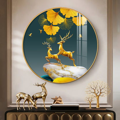Dancing Antlers Premium Acrylic Round Wall Art