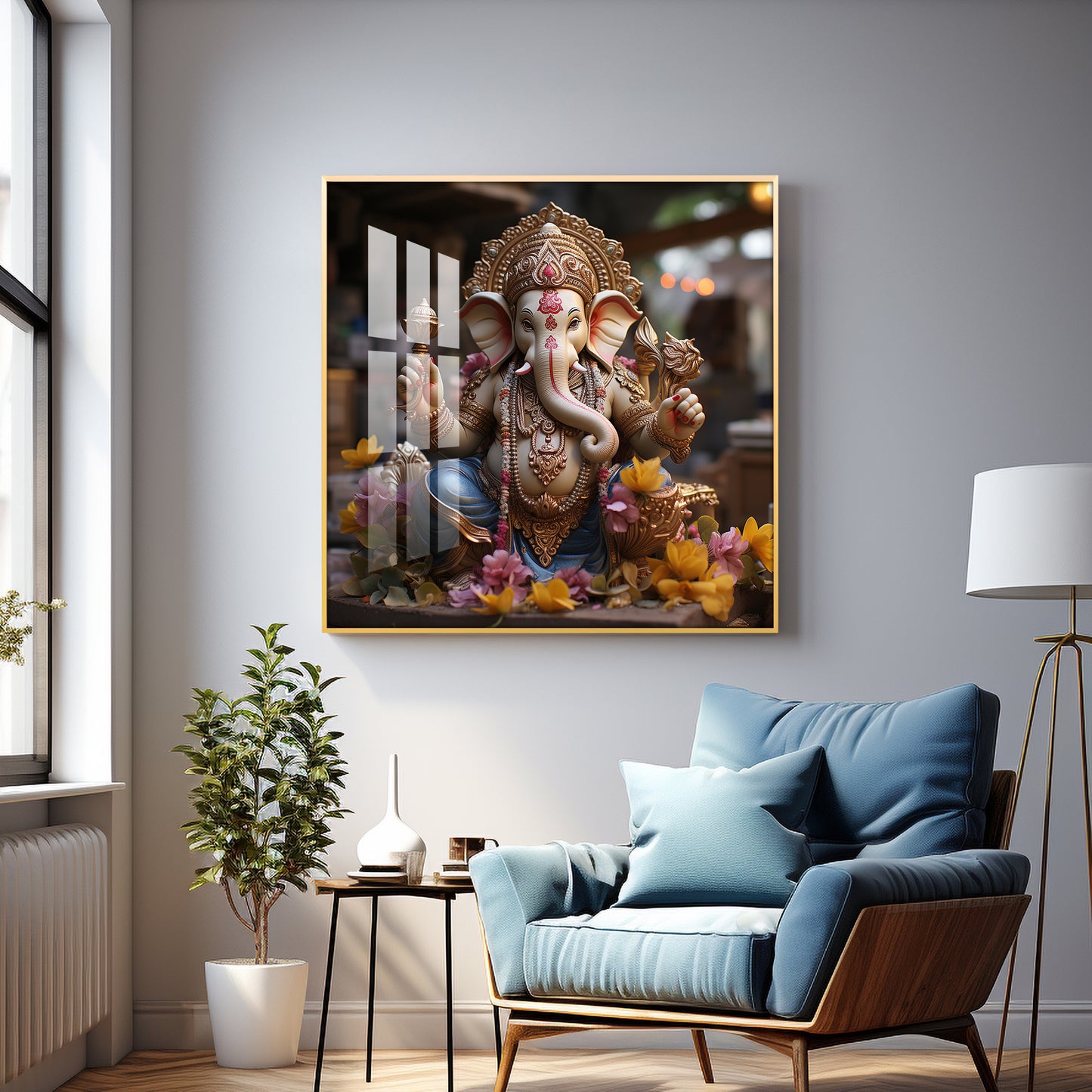 Karya Siddh Ganesh Premium Acrylic Square Wall Art