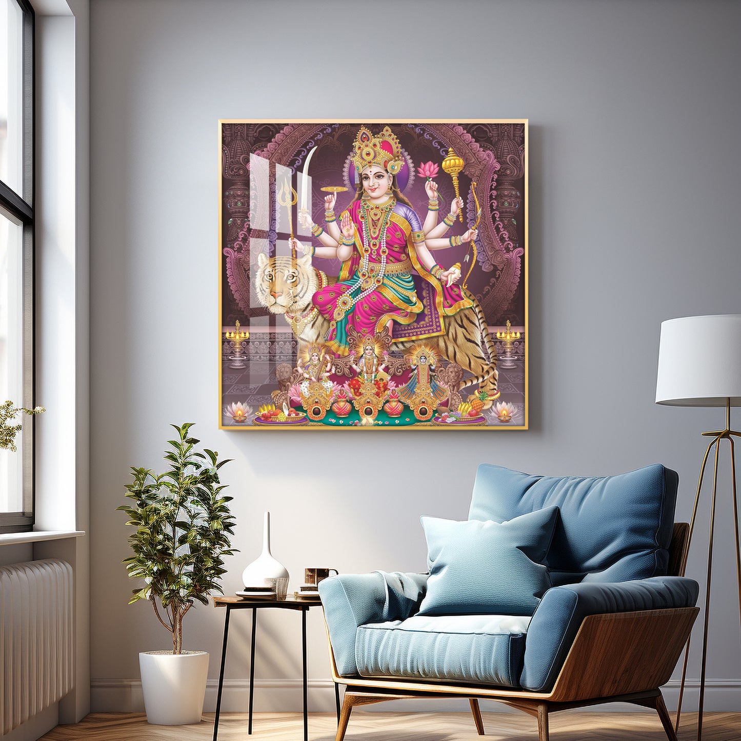 Maa Durga Premium Acrylic Square Wall Art
