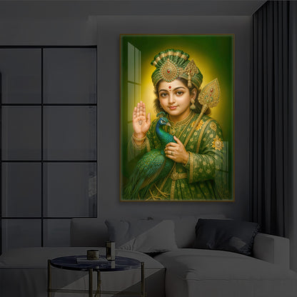Divine Lord Murugan Modern Luxury Backlight Vertical Wall Art