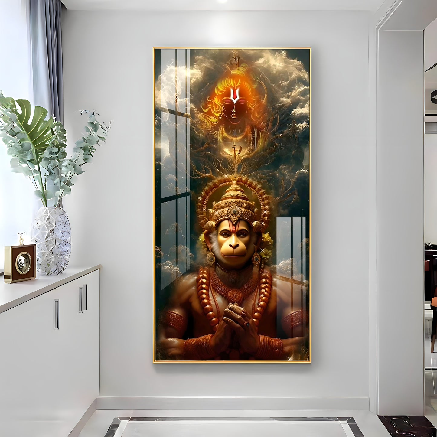 Sankatmochan Hanuman Premium Acrylic Vertical Wall Art