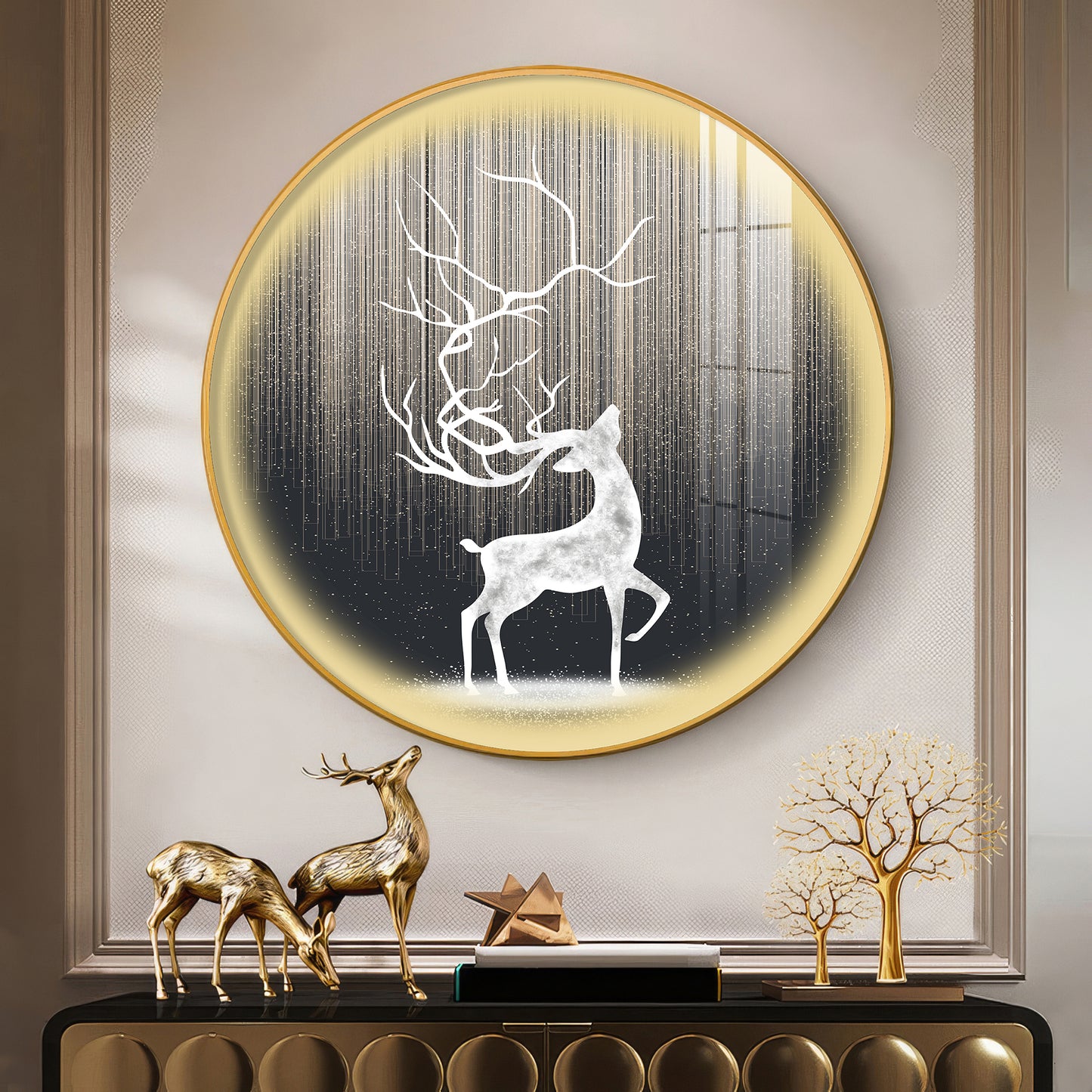 Enchanted Deer Premium Acrylic Round Wall Art