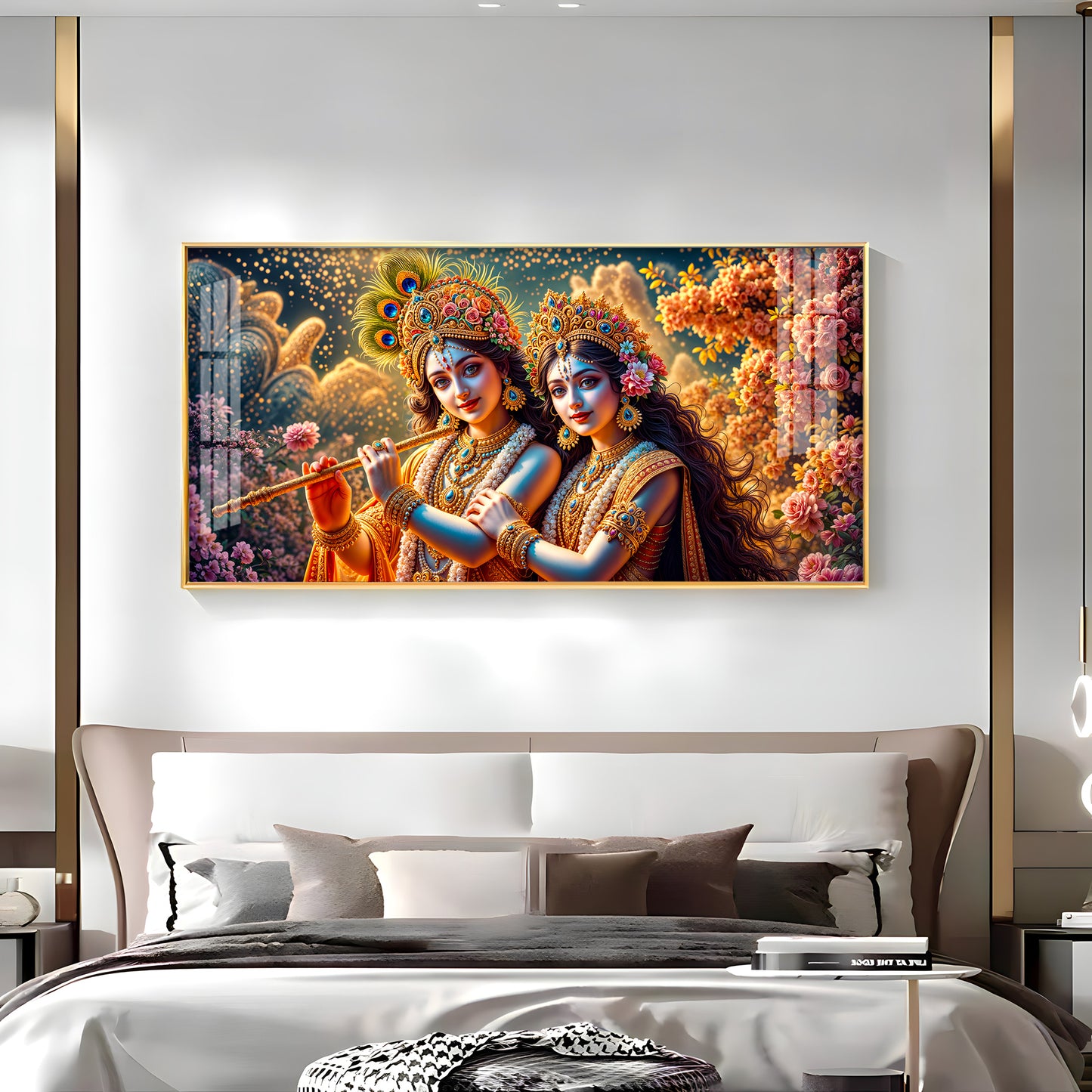 Mystic Radha Krishna Togetherness Premium Acrylic Horizontal Wall Art