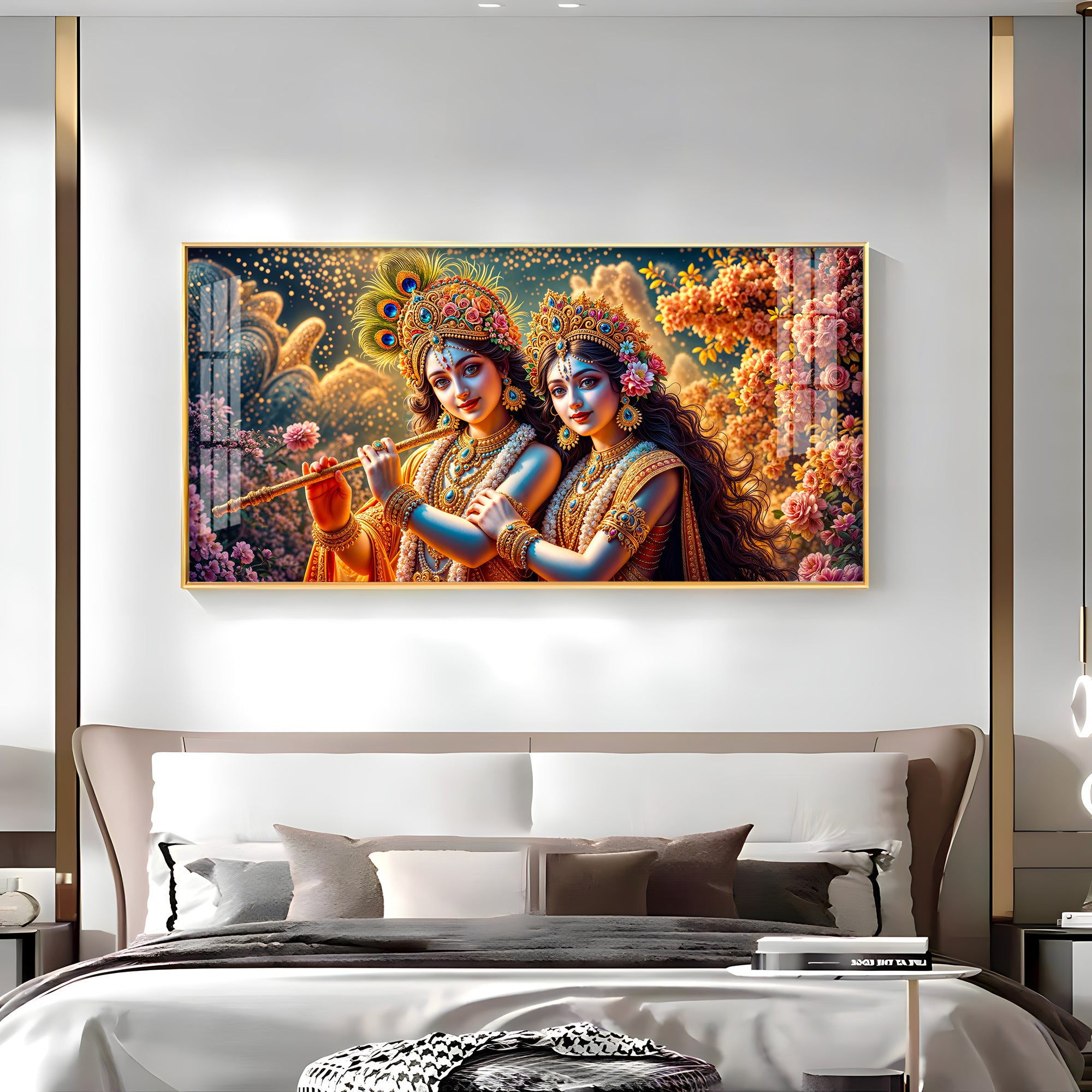 Mystic Radha Krishna Togetherness Premium Acrylic Horizontal Wall Art