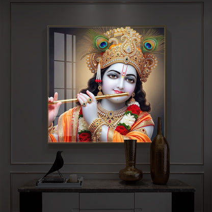 Divine Shree Krishna Modern Luxury Backlight Square Wall Art