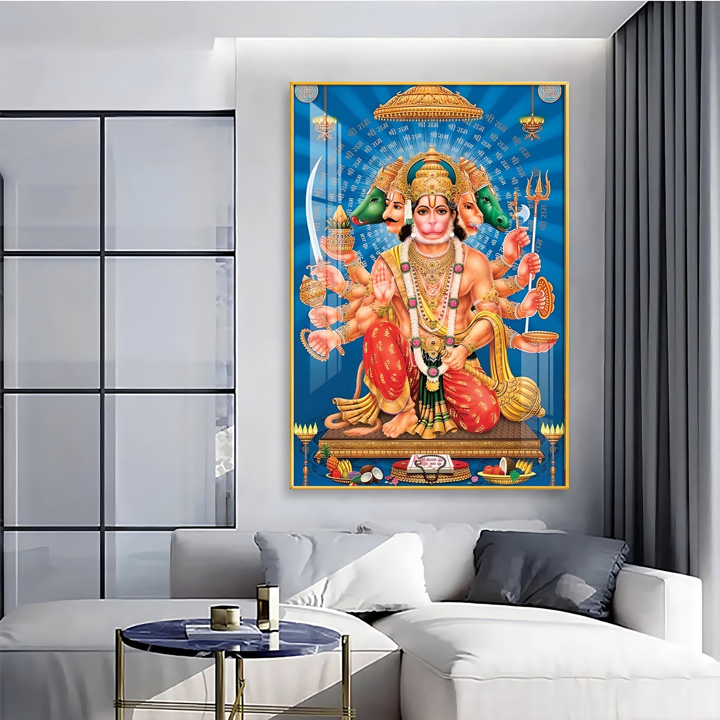 Panchmukhi Hanuman Premium Acrylic Vertical Wall Art