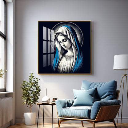 Portrait of the Virgin Mary Premium Acrylic Square Wall Art