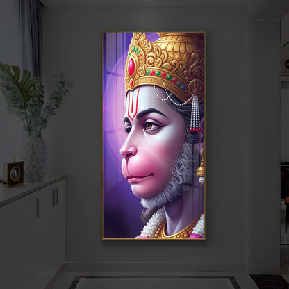Jai Shri Hanuman Modern Luxury Backlight Vertical Wall Art