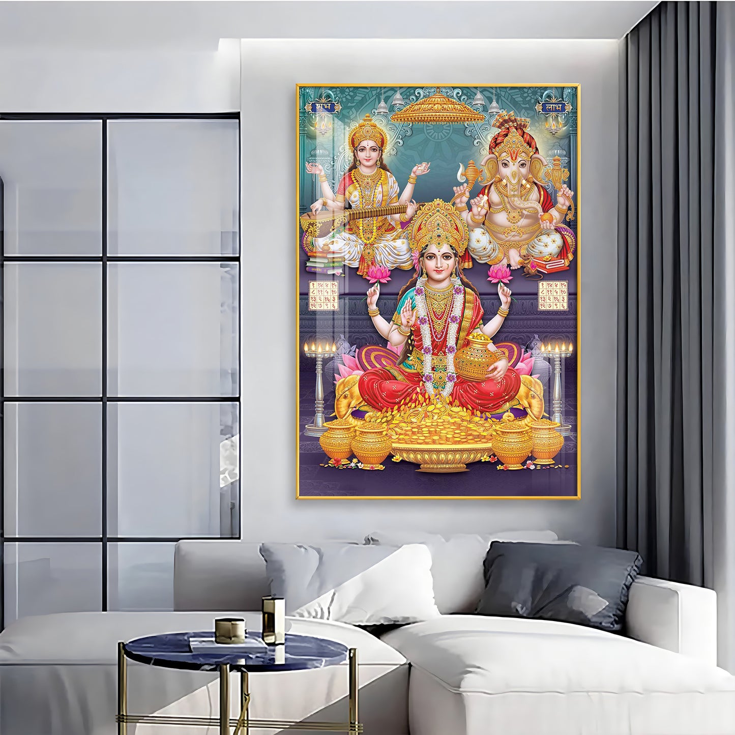 Goddess Grace Of Laxmi Premium Acrylic Vertical Wall Art