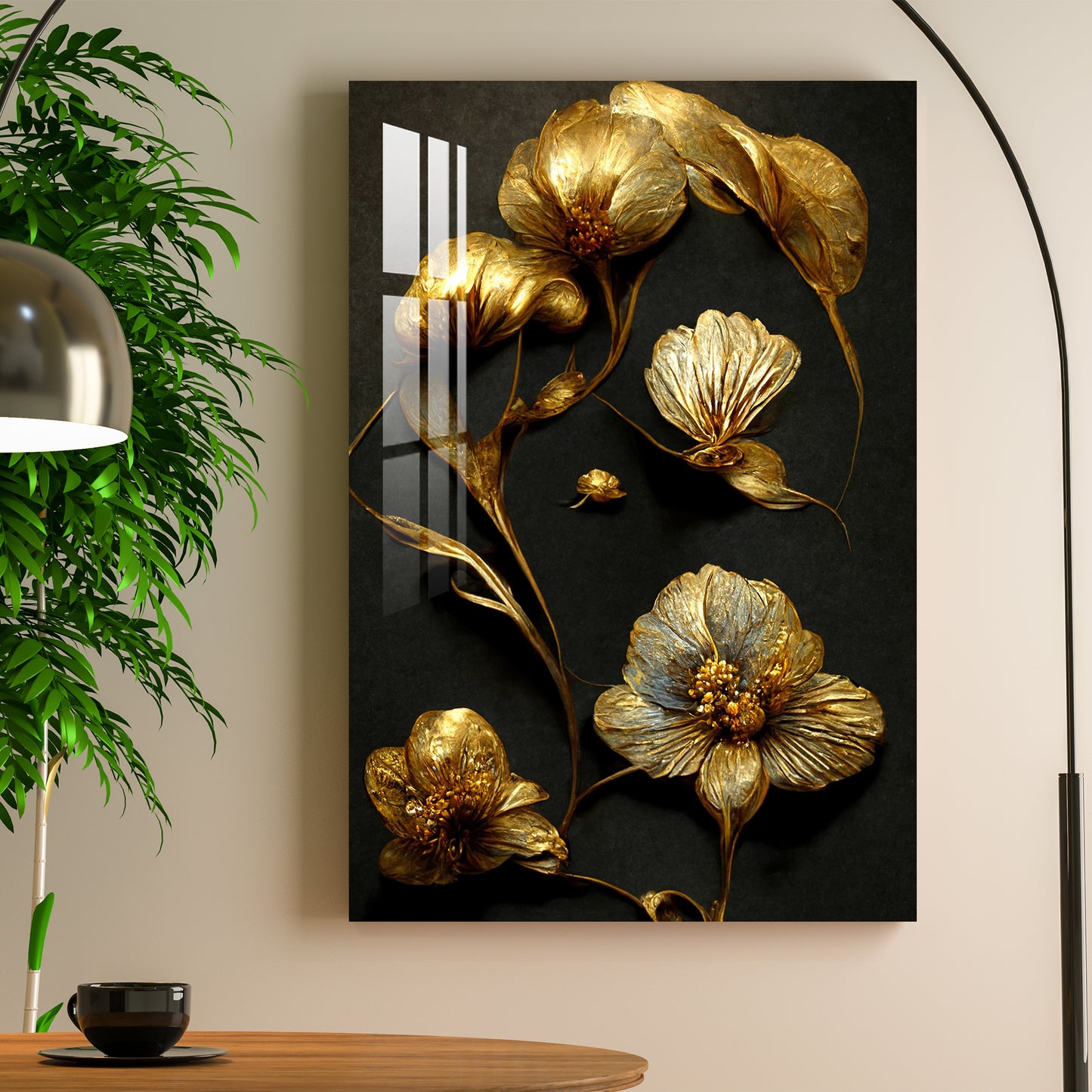 Luxury Golden Decorative Flower Acrylic Wall Art