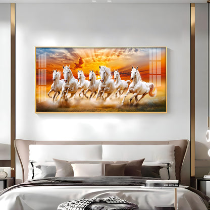 Vastu Seven Running Horses In Morning Premium Acrylic Horizontal Wall Art