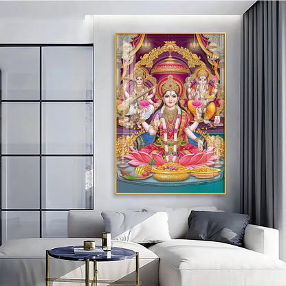 Mural of Hindu Goddesses Premium Acrylic Vertical Wall Art