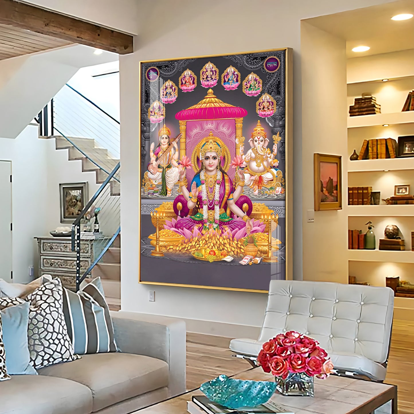 Goddess Laxmi Ji Virtues Premium Acrylic Vertical Wall Art