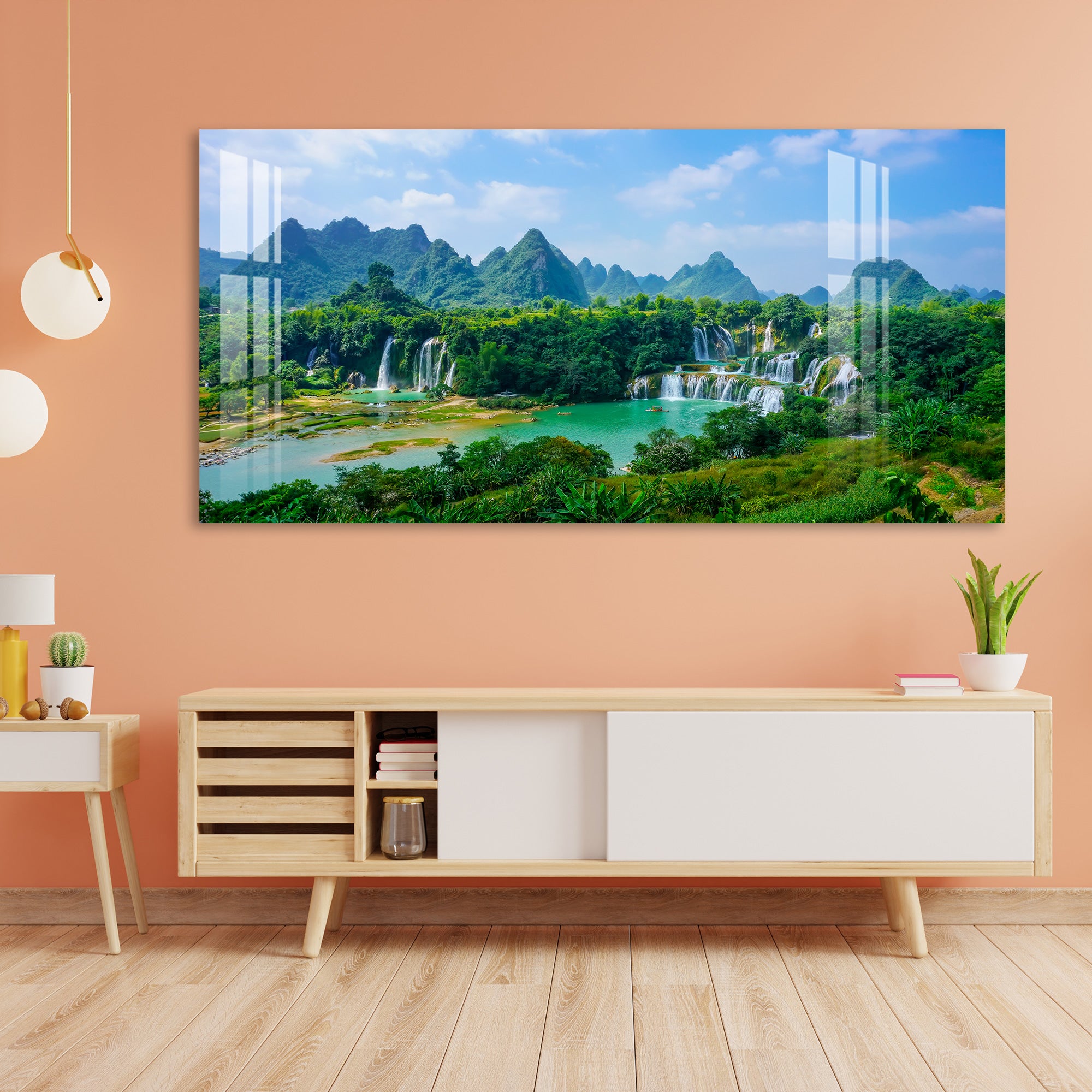 Scenery with more of green trees Acrylic Wall Art