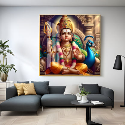 Lord Murugan Premium Acrylic Square Wall Art