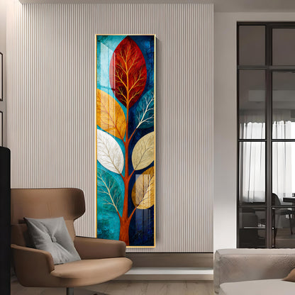 Abstract Colorful Tree Leaves Premium Acrylic Vertical Wall Art