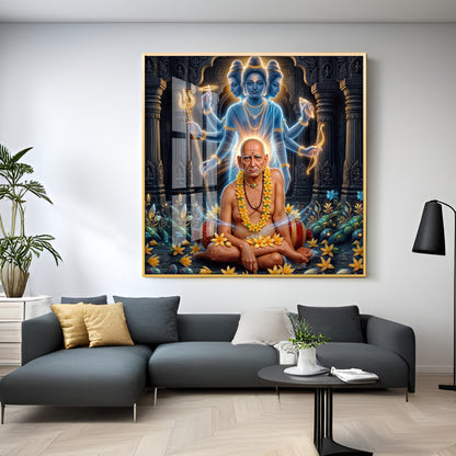 Divine Swami Samarth Premium Acrylic Square Wall Art
