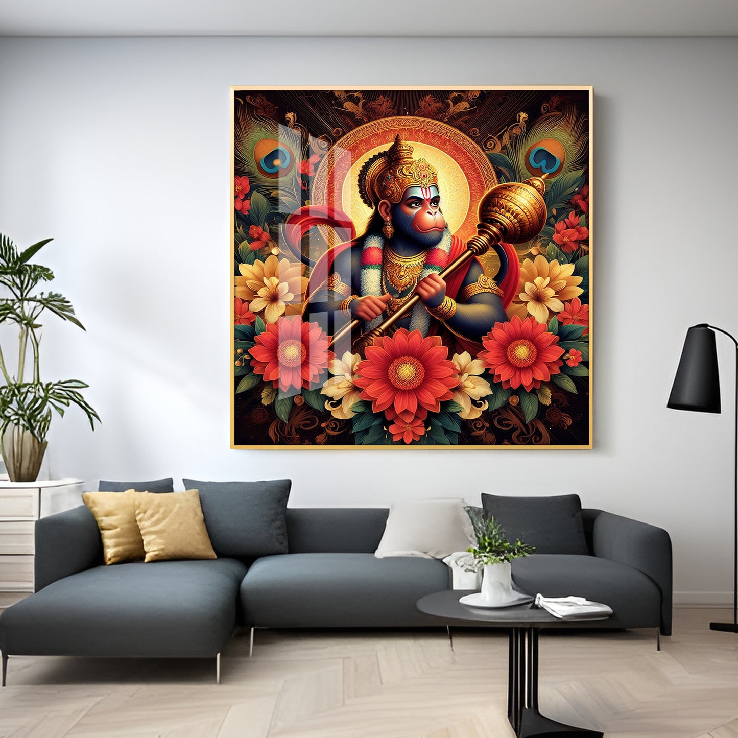 God Hanuman Premium Acrylic Square Wall Art