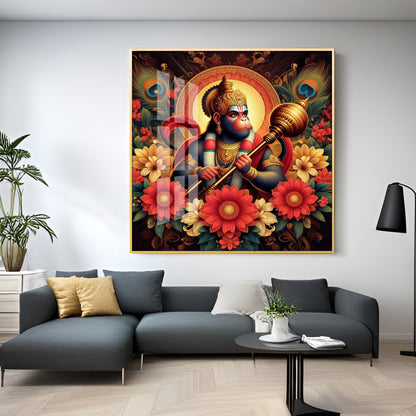 God Hanuman Premium Acrylic Square Wall Art