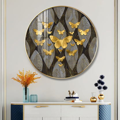 Golden Winged Premium Acrylic Round Wall Art