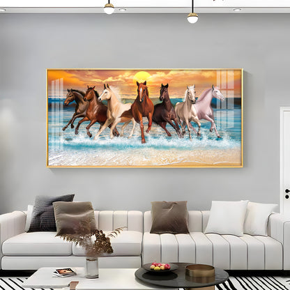 Vastu 7 Running Horses Premium Acrylic Horizontal Wall Art