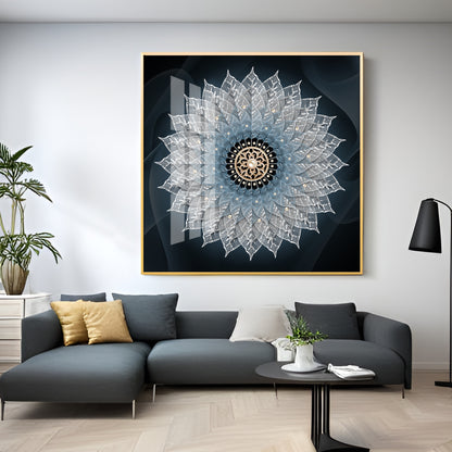 Crystal Flower Mandala Premium Acrylic Square Wall Art