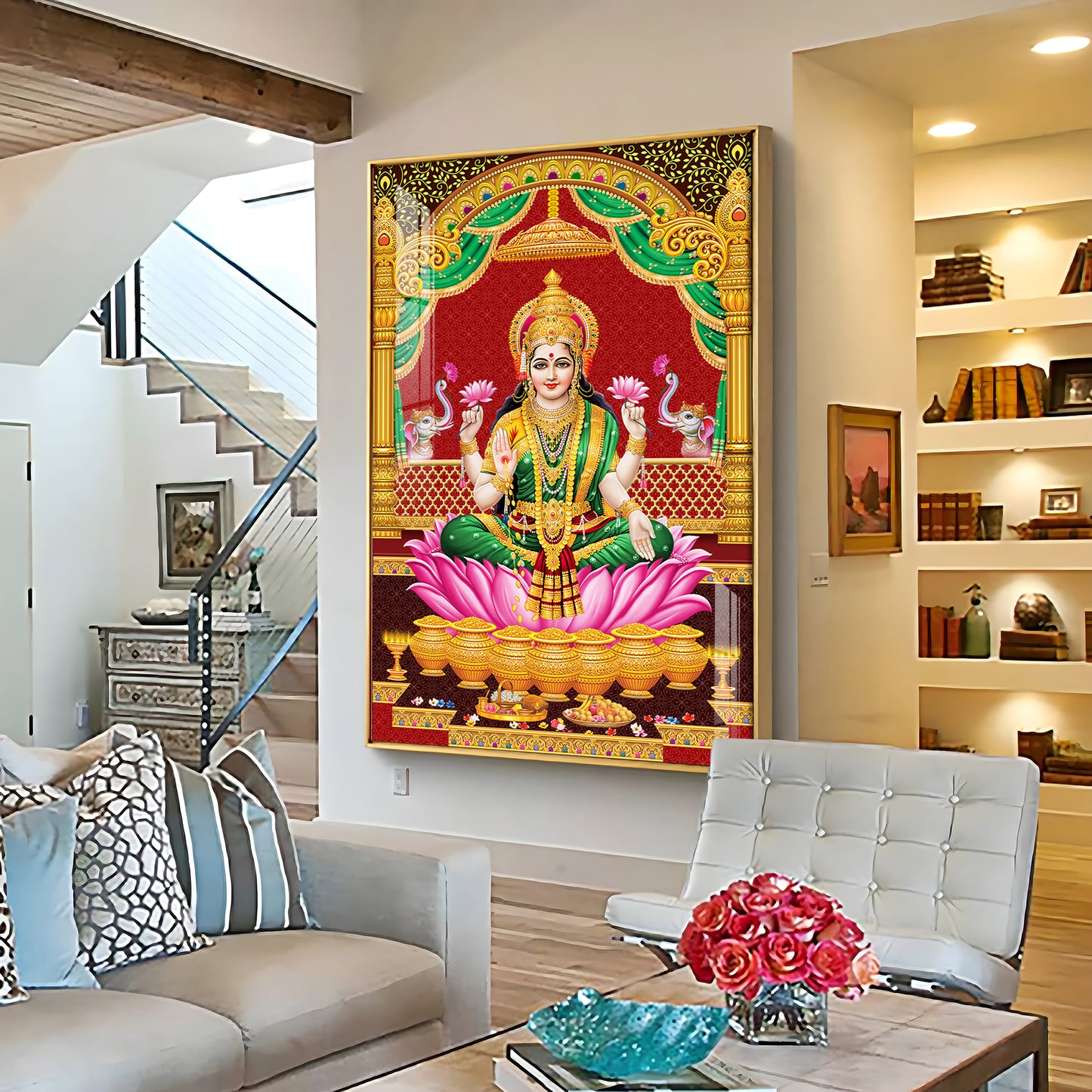 Lakshmi's Blessing Premium Acrylic Vertical Wall Art