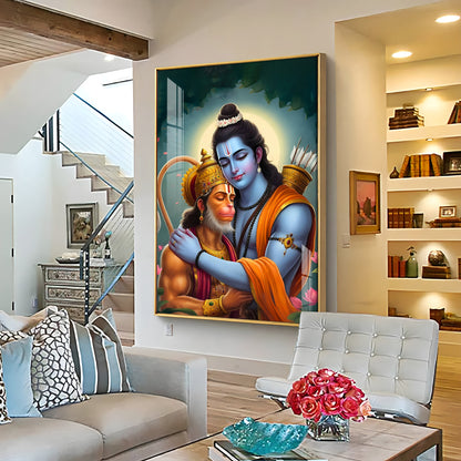 Lord Rama And Hanuman Brotherhood Premium Acrylic Wall Art