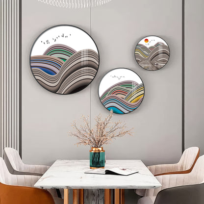 Flair Style Hills Premium Acrylic Round Wall Art (Set of 3)