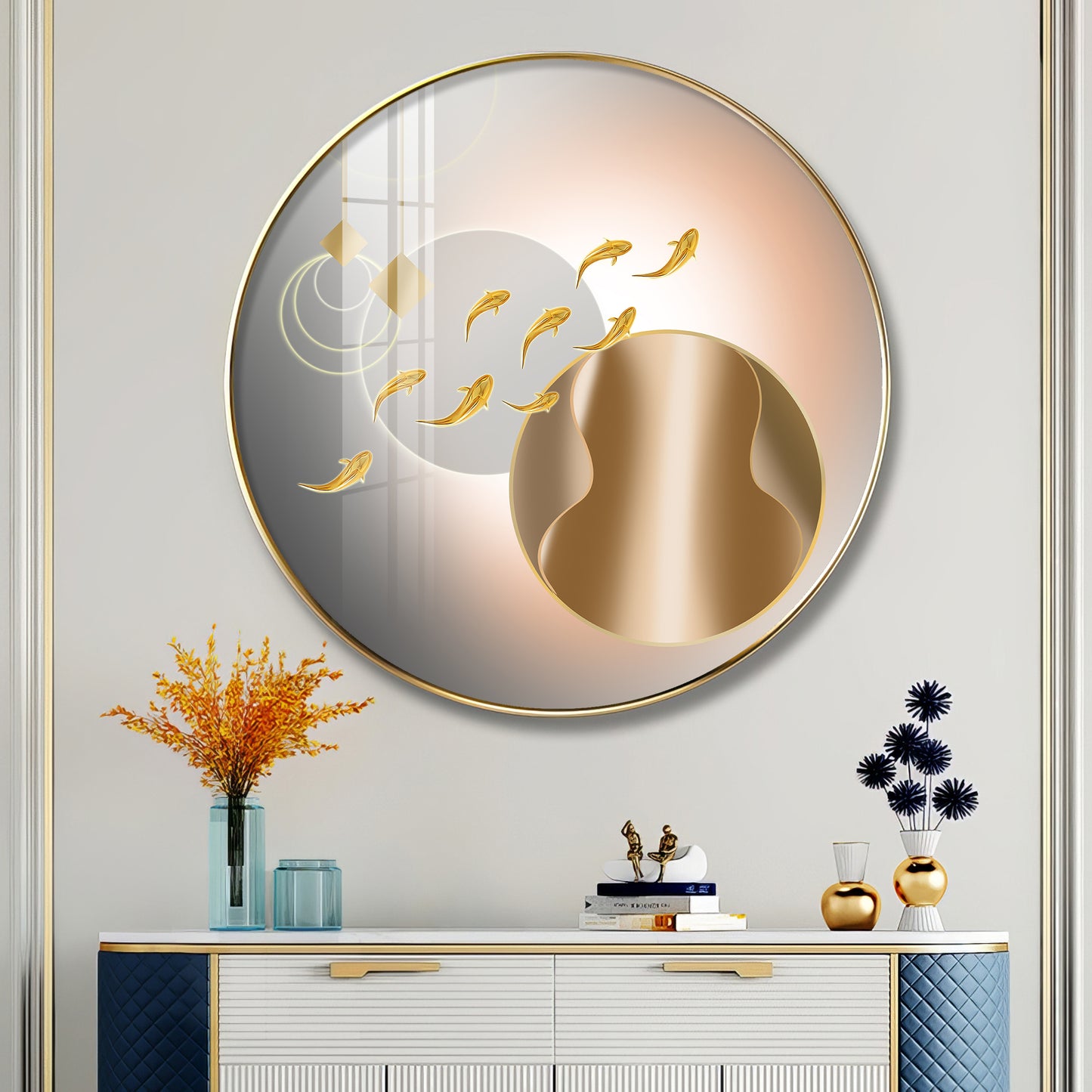 Circle of Fins Premium Acrylic Round Wall Art