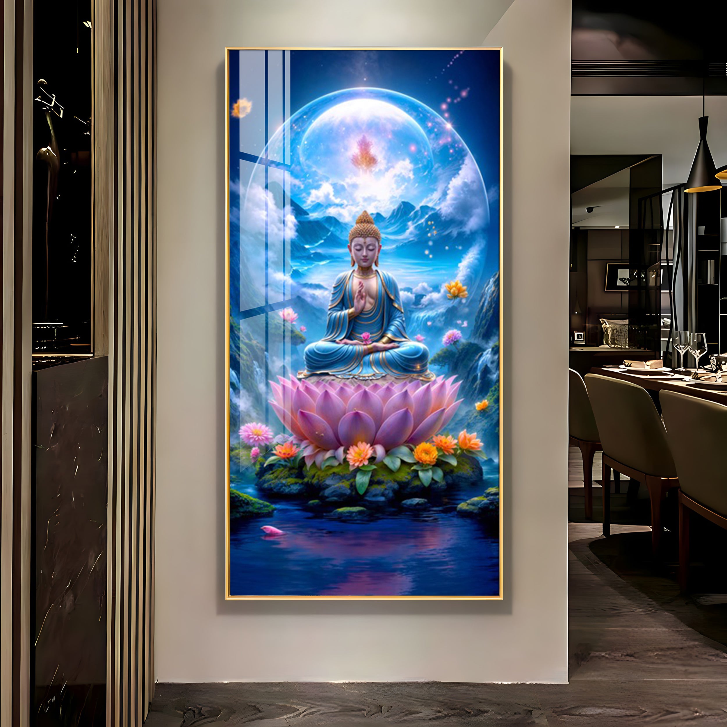 The Buddha's Lotus Premium Acrylic Vertical Wall Art
