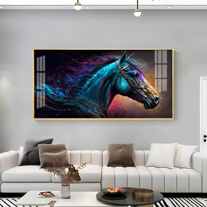 Neon Horse Premium Acrylic Horizontal Wall Art