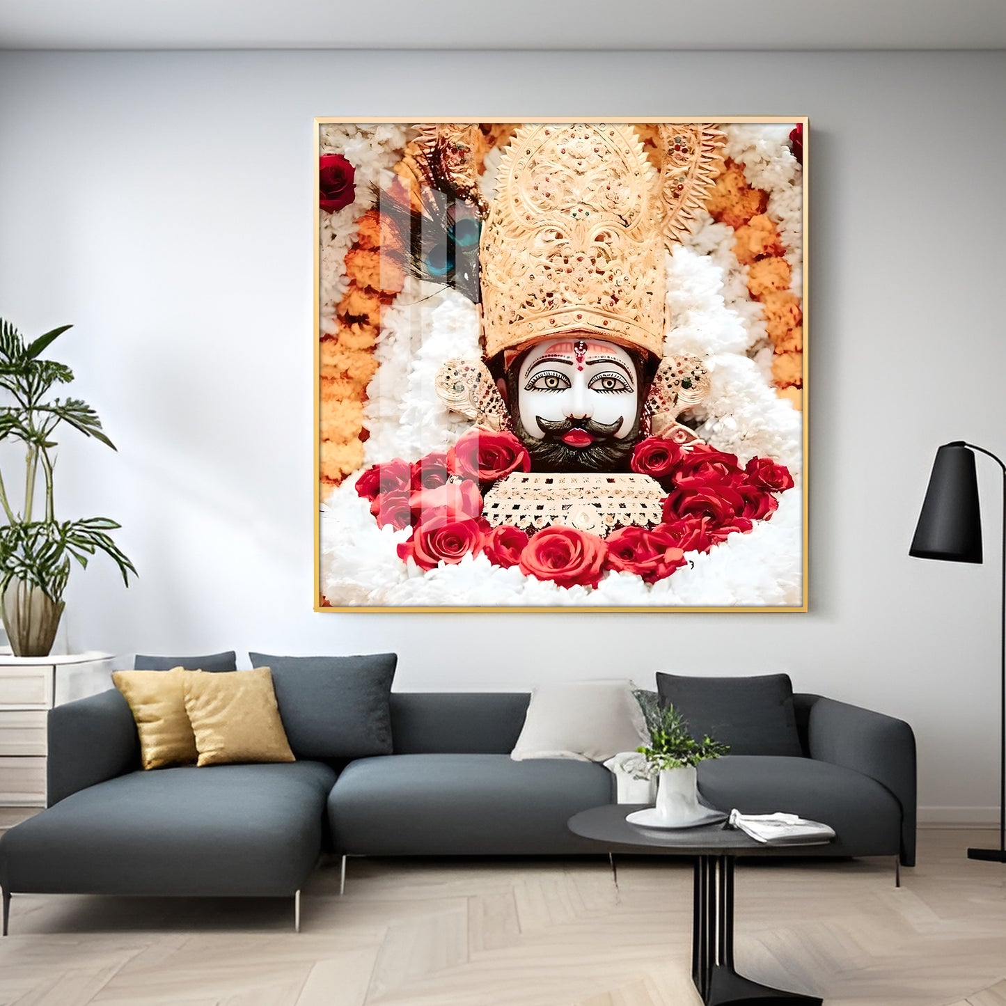 Lord Khatu Shyam Premium Acrylic Square Wall Art