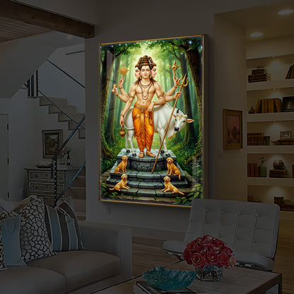 Jai Guru Dattatreya Modern Luxury Backlight Vertical Wall Art