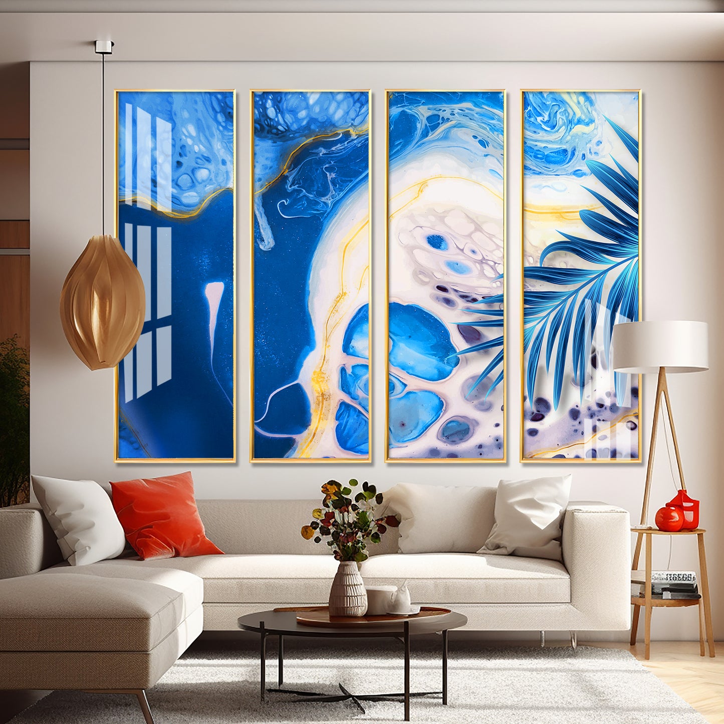 Art of Blue Premium Acrylic Vertical Wall Art (set of 4)