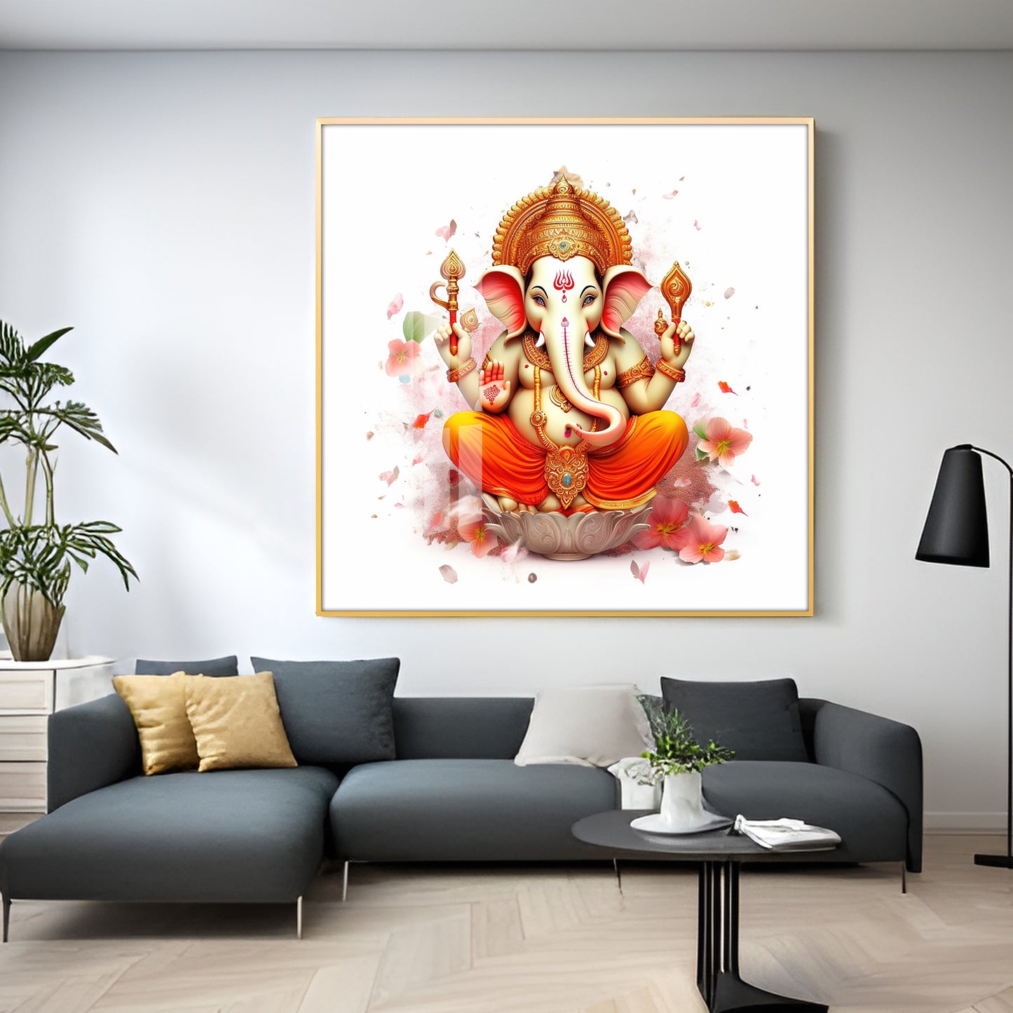 Shiv Putra Ganesh Premium Acrylic Square Wall Art