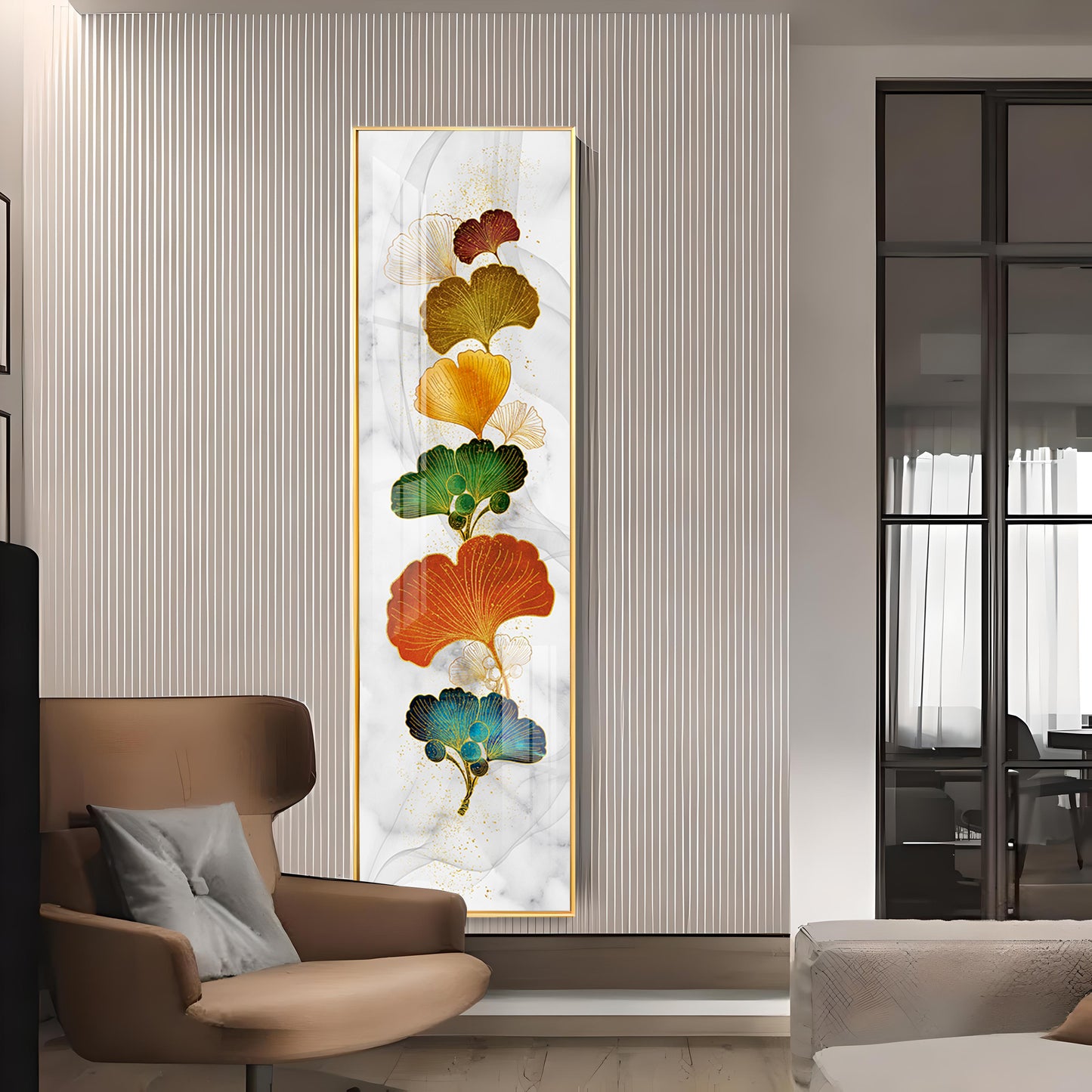 Ginkgo Leaves With White Background Premium Acrylic Vertical Wall Art
