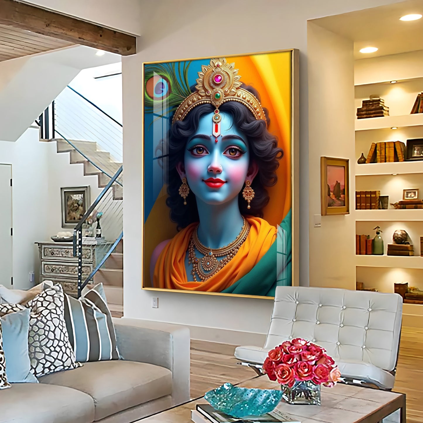 Krishna in Vivid Hues Premium Acrylic Wall Art