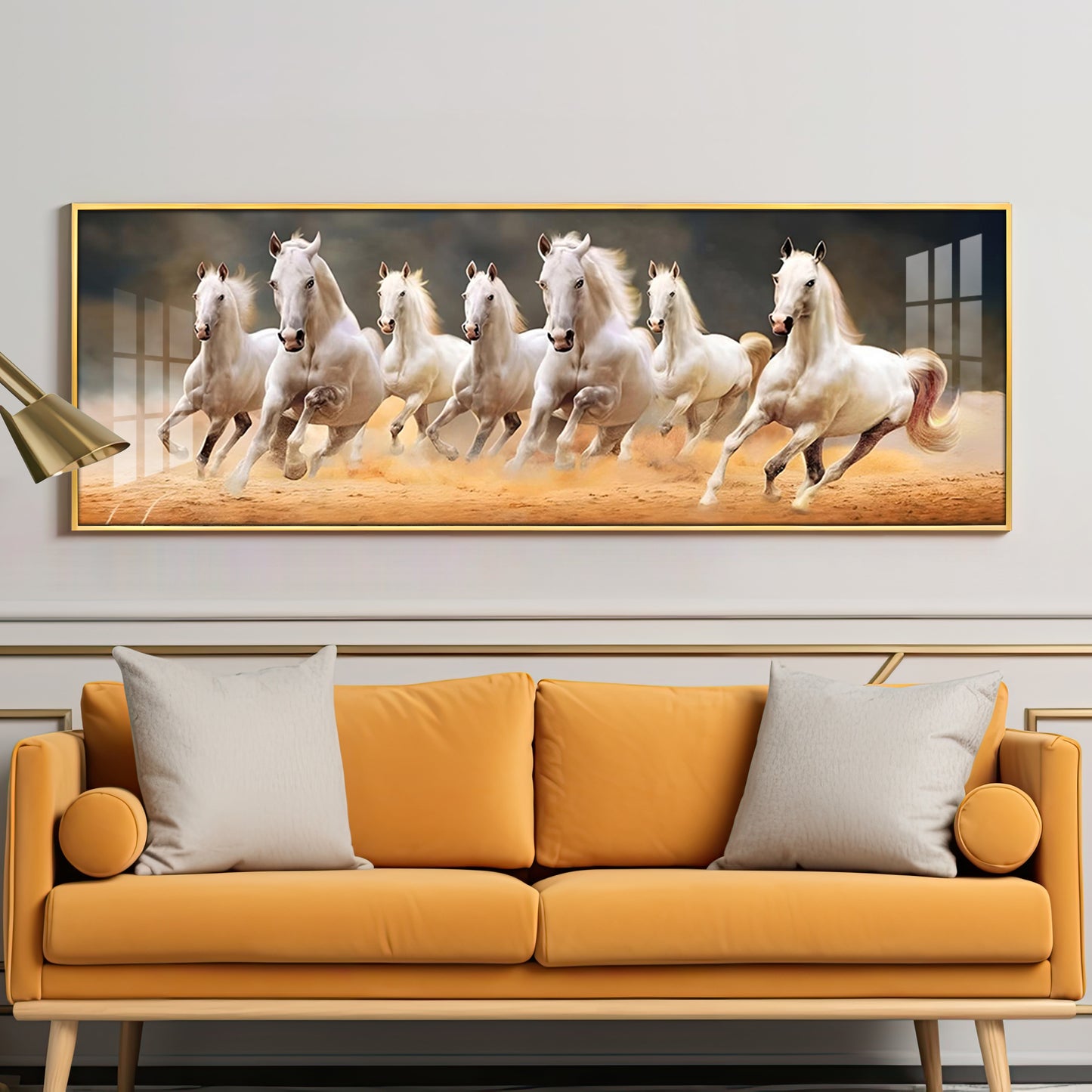 Seven Running Horses Premium Acrylic Horizontal Wall Art