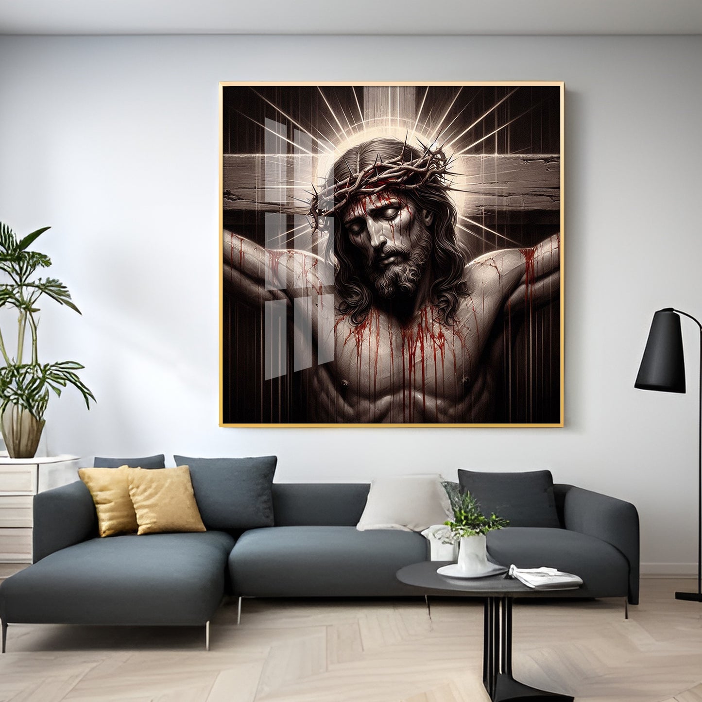 Jesus Crucified Premium Acrylic Square Wall Art