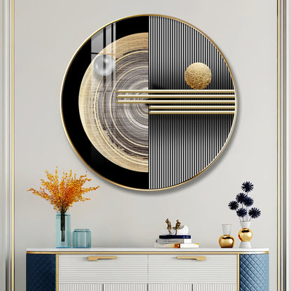 Golden Orb Premium Acrylic Round Wall Art