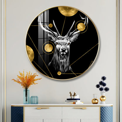 Regal Stag Premium Acrylic Round Wall Art