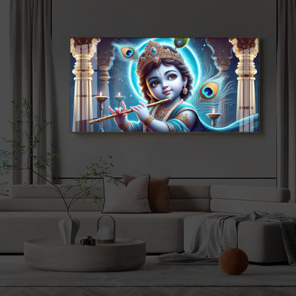 Bal Krishna Ji Modern Luxury Backlight Horizontal Wall Art