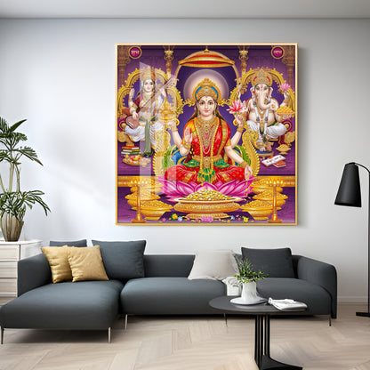 Ethereal Laxmi Ji Elegance Premium Acrylic Square Wall Art