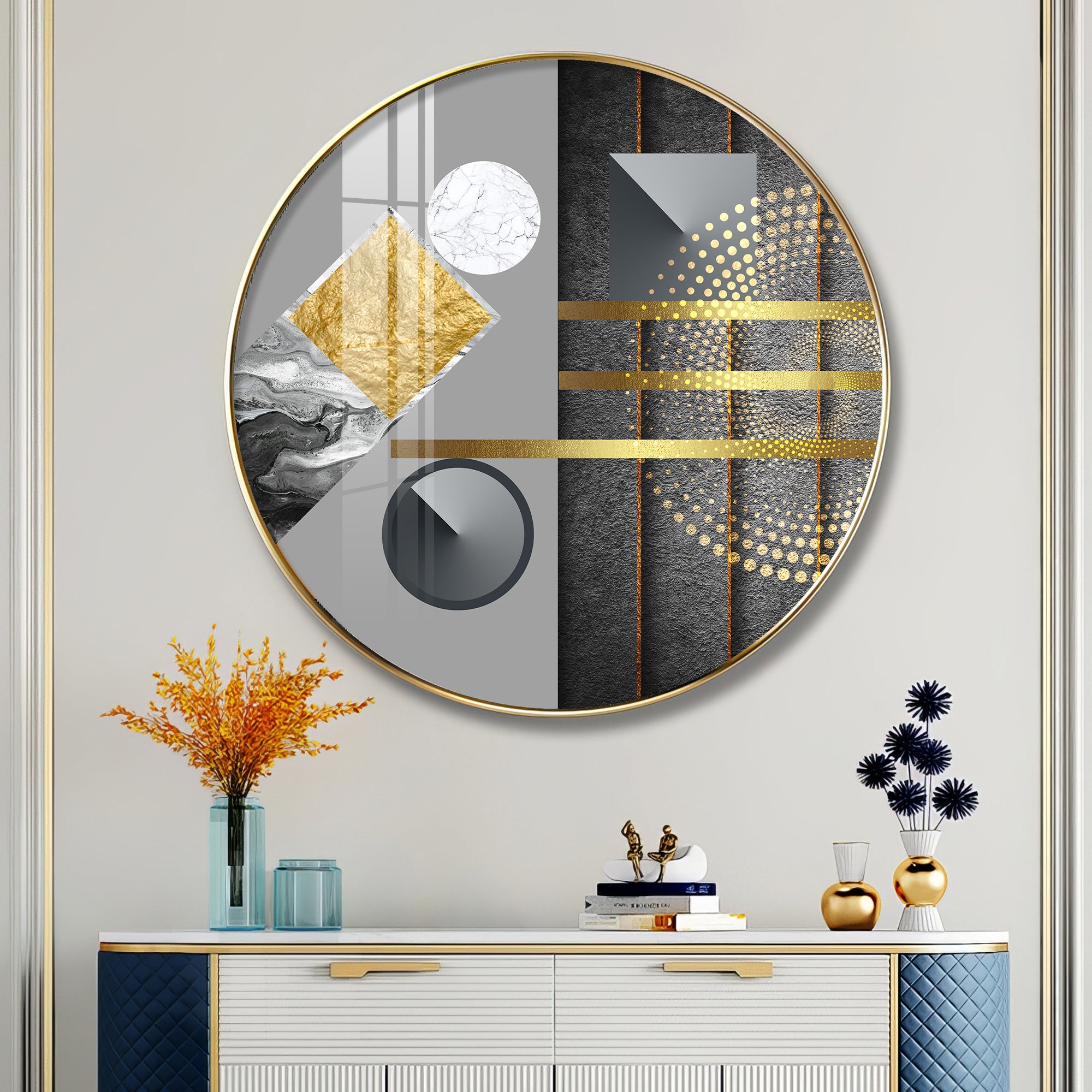 Geometric Elegance Premium Acrylic Round Wall Art