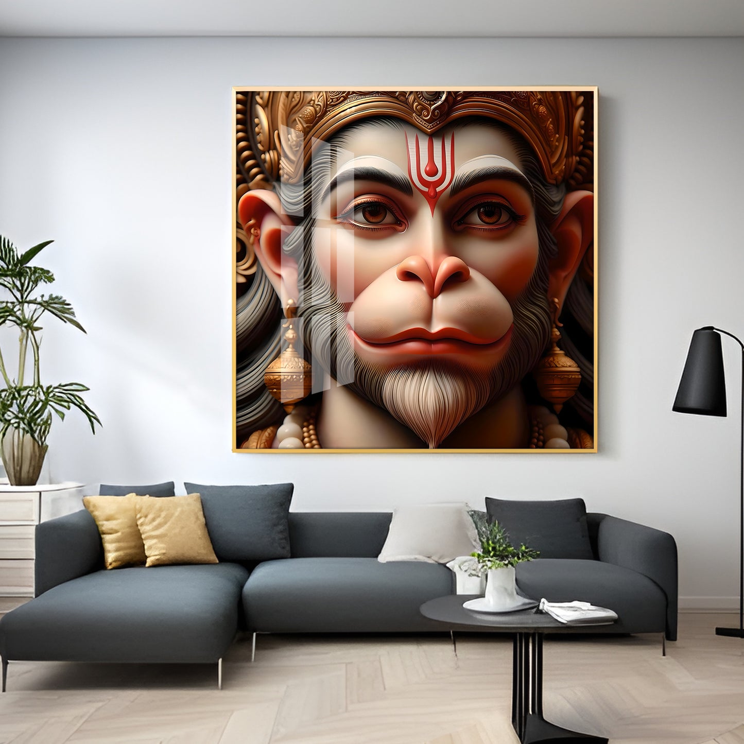 Lord Hanuman Premium Acrylic Square Wall Art