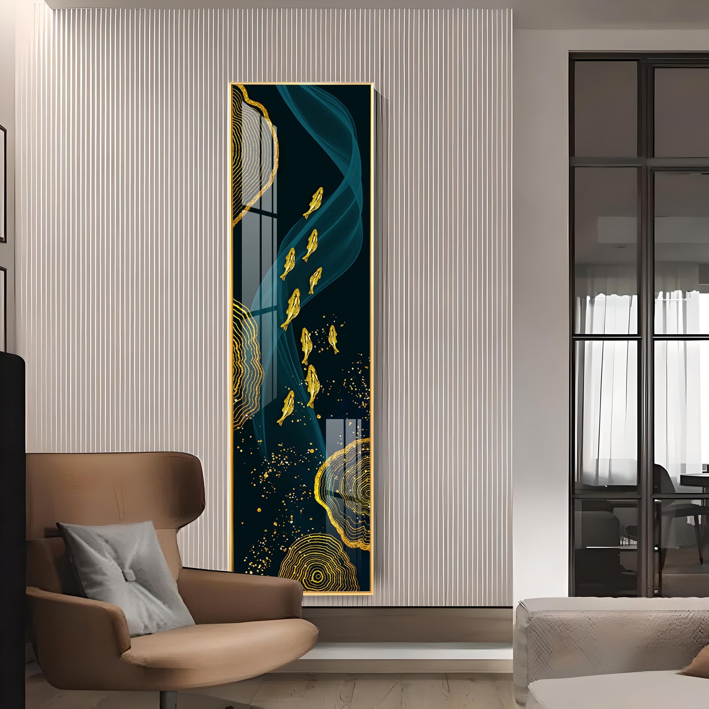Oceanic Gold Fish Premium Acrylic Vertical Wall Art